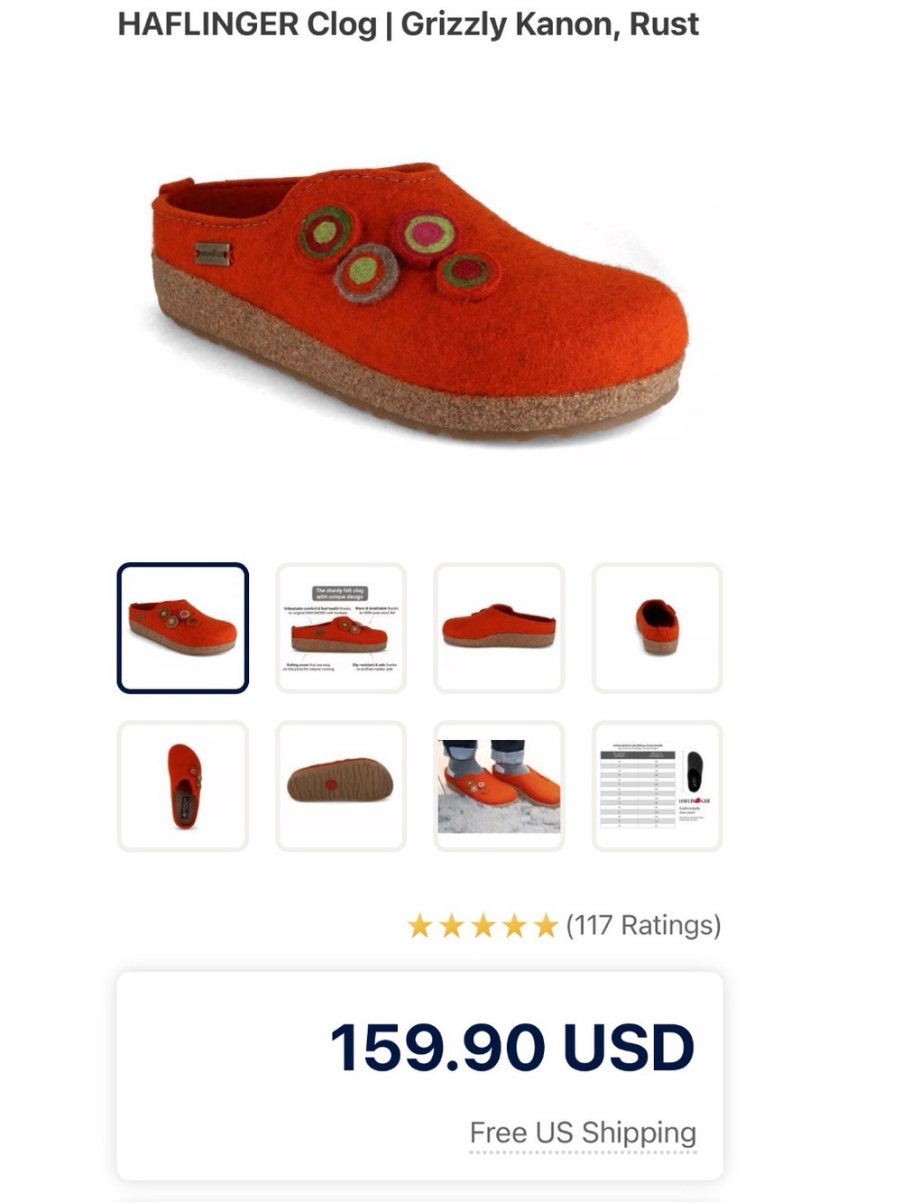HAFLINGER Clog | Grizzly Kanon, Rust size 40